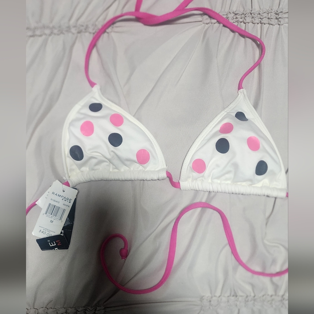 Rampage White Bikini Top with Pink Straps